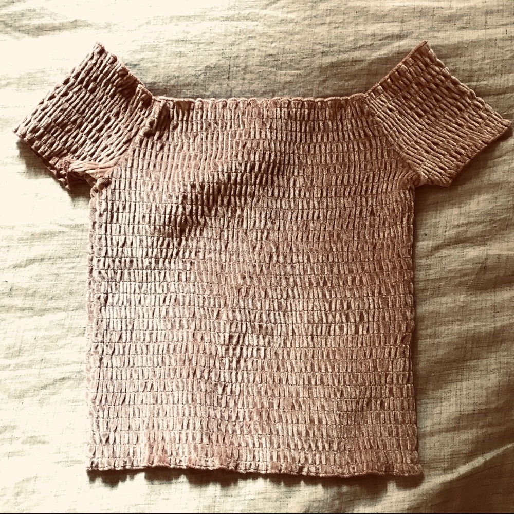 Urban Outfitter velvet off the shoulder crop top